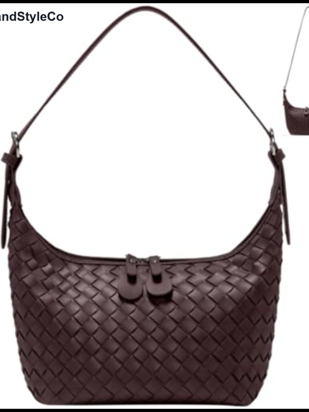 Woven Synthetic Leather Hobo Shoulder Bag Crossbody Tote Adjustable Strap